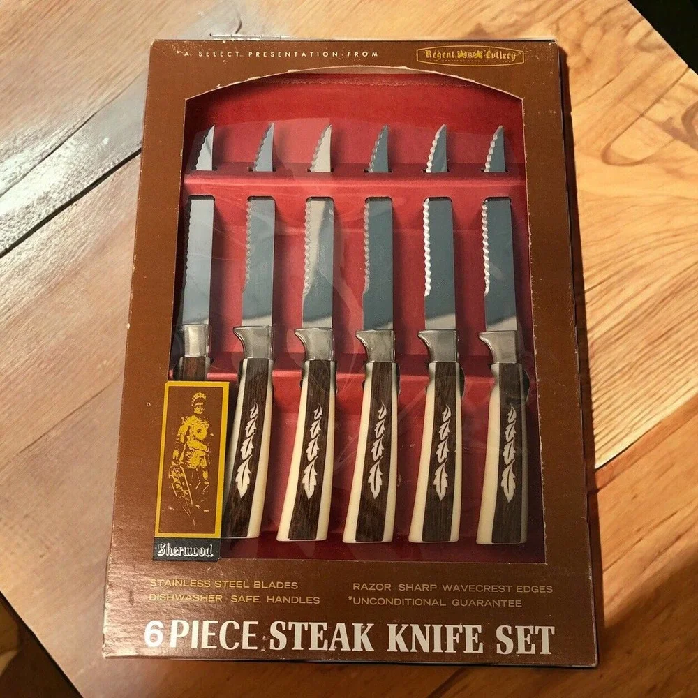 VINTAGE Regent Sheffield Stainless Steel JAPAN Cutlery Steak Knife Set‎ of 6